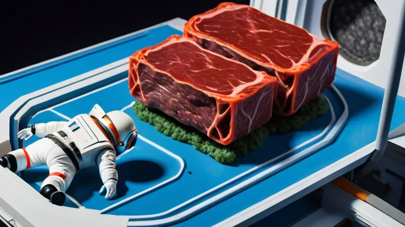 Carne spaziale stampata in 3D: è ciò che gli astronauti mangeranno a cena